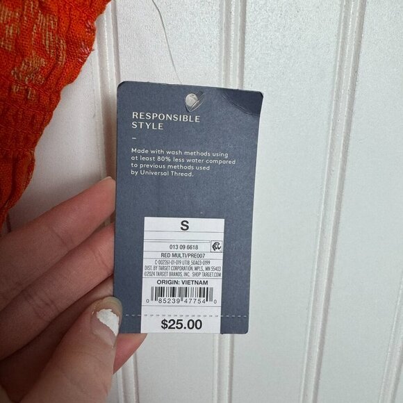 Universal Thread NWT red linen blend smocked sundress size small I26 - Picture 4 of 8